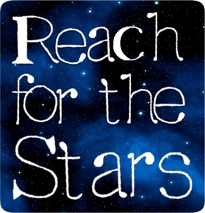 Image shown: Night sky with inspirational text: Reach for the Stars