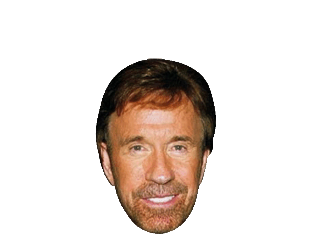 Picture of Chuck Norris wearing a red and white Santa Claus hat.