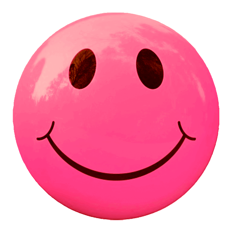 Picture of a bright pink smiley face.