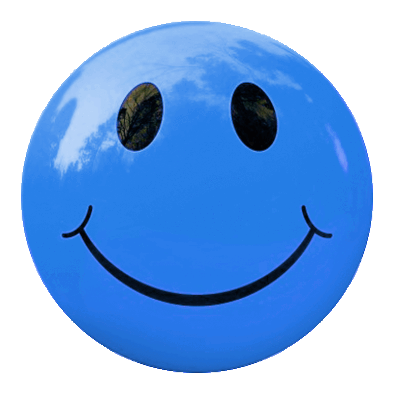 Picture of a bright blue smiley face.