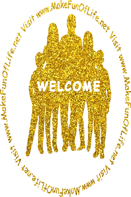 Silhouette of a family standing together and the word 'Welcome.'