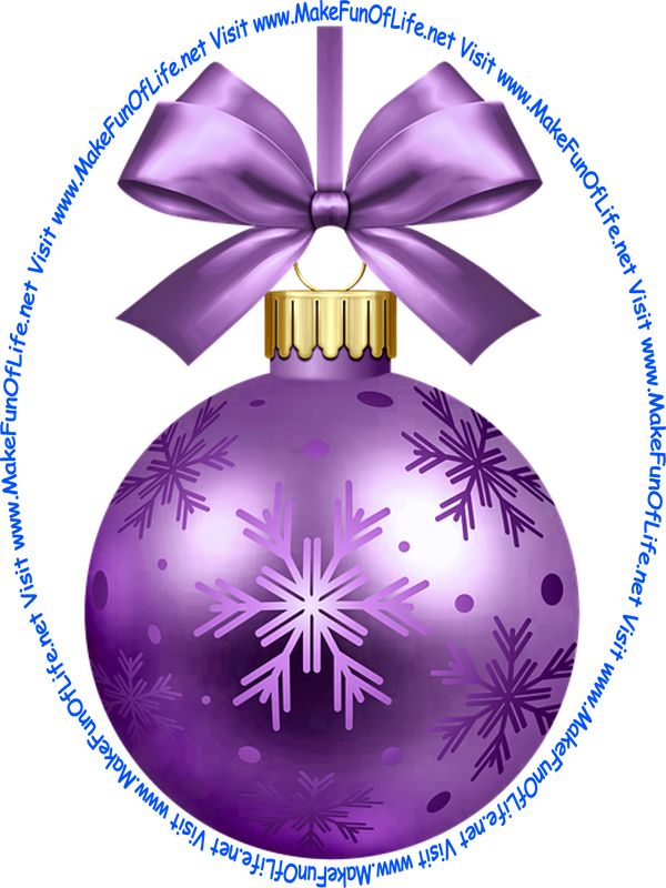 Picture of a purple-color Christmas bauble decoration with a purple-color bow and a piece of color-purple ribbon tied to it for hanging the decoration.
