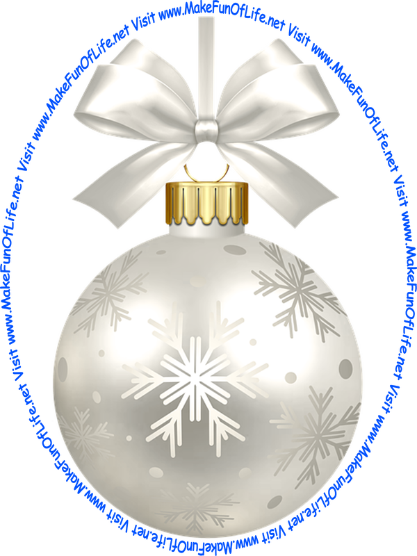 Picture of a white-color Christmas bauble decoration with a white-color bow and a piece of white-color ribbon tied to it for hanging the decoration.