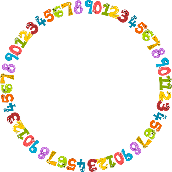 Picture of a group of bright, colorful numbers arranged in a circle and drawn as charcters with eyes and smiles.