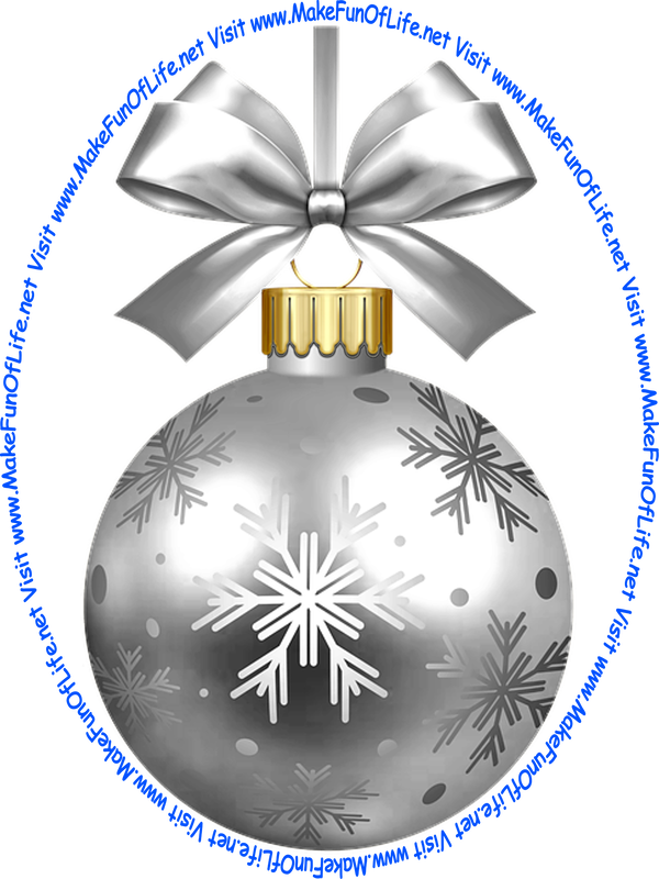 Picture of a silver-color Christmas bauble decoration with a silver-color bow and a piece of silver-color ribbon tied to it for hanging the decoration.