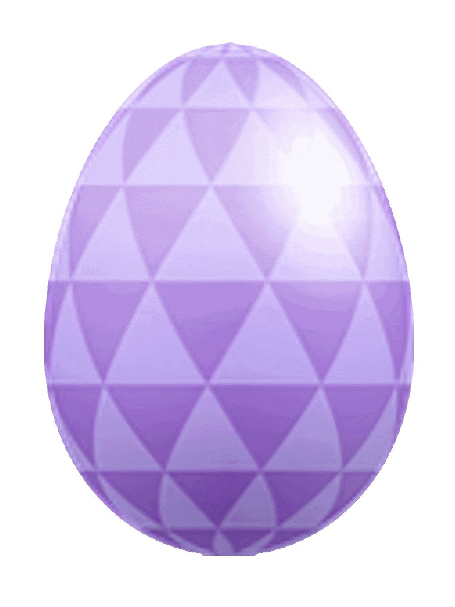 Picture of a decorated Easter egg with colored triangles alternating between medium lavender and pale lavender.