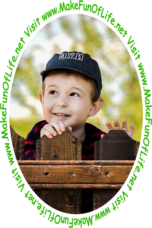 Picture of a boy looking over a wooden fence to see the words and pictures on the website.