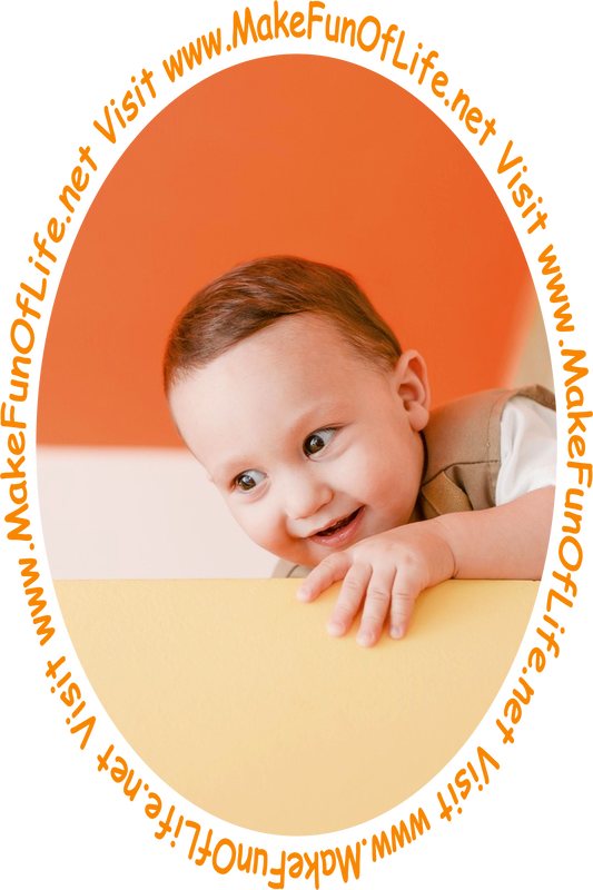 Picture of a smiling happy infant boy looking at the words and pictures on the website.