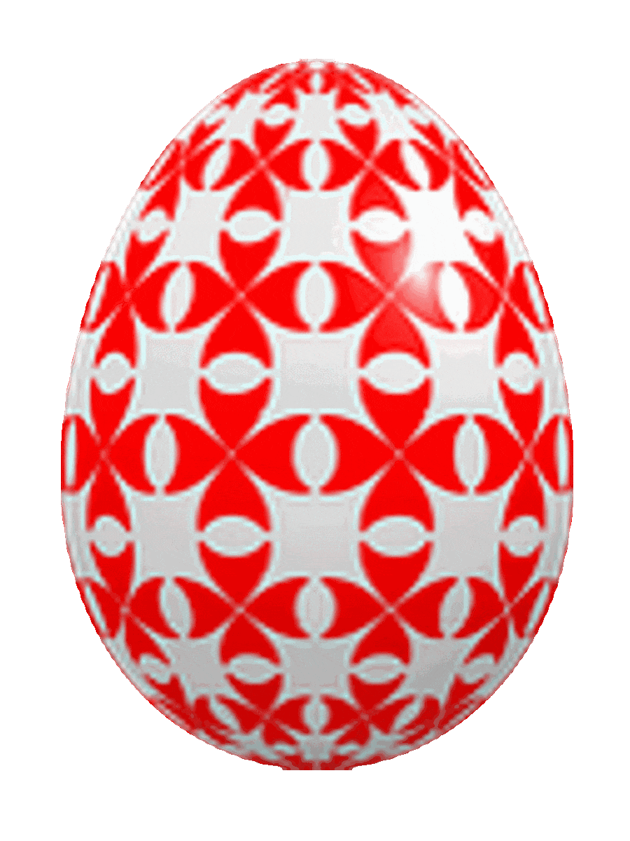 Picture of a decorated Easter egg with red and white color.