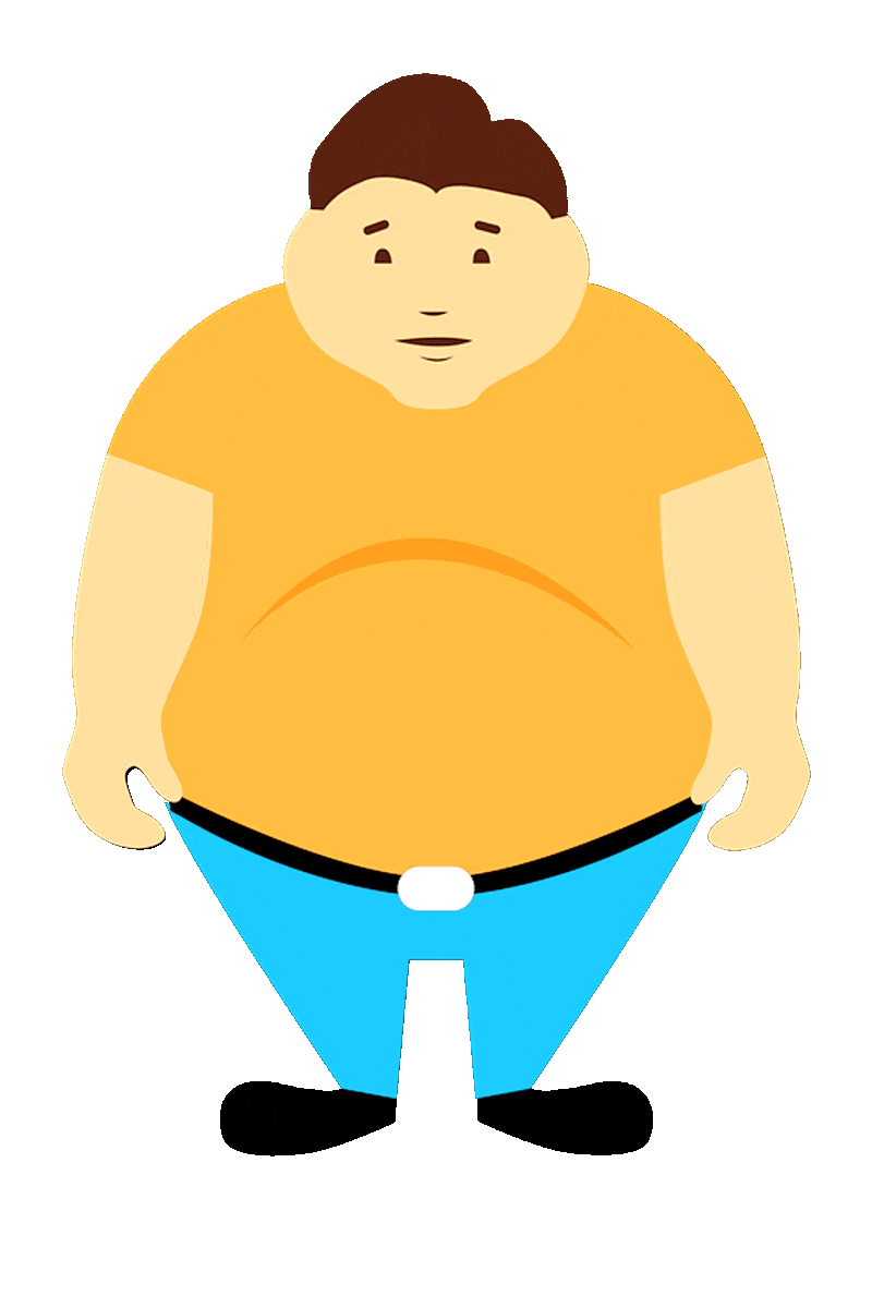 Picture of a dejected-looking obese man.