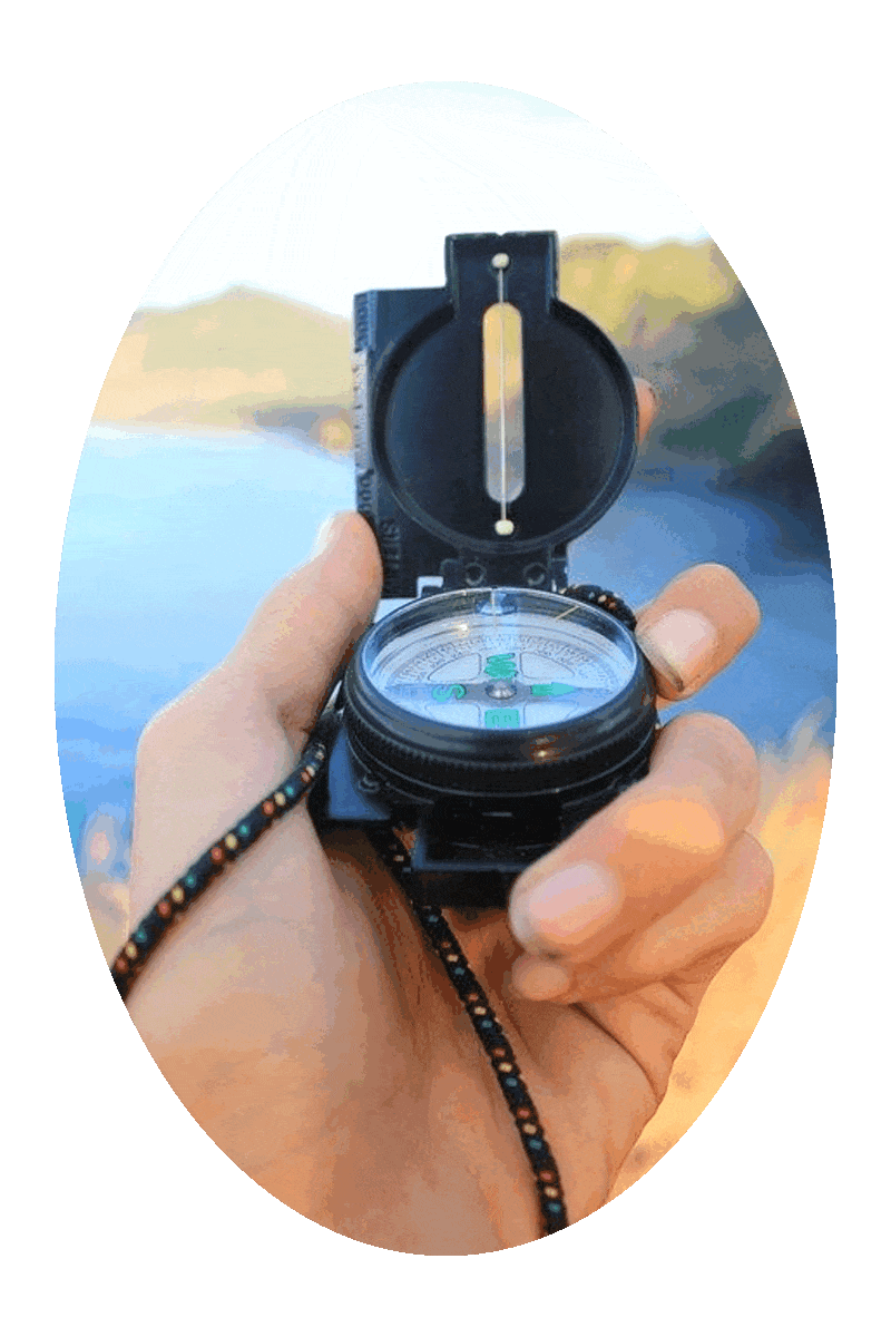 Picture of a person holding a magnetic compass.