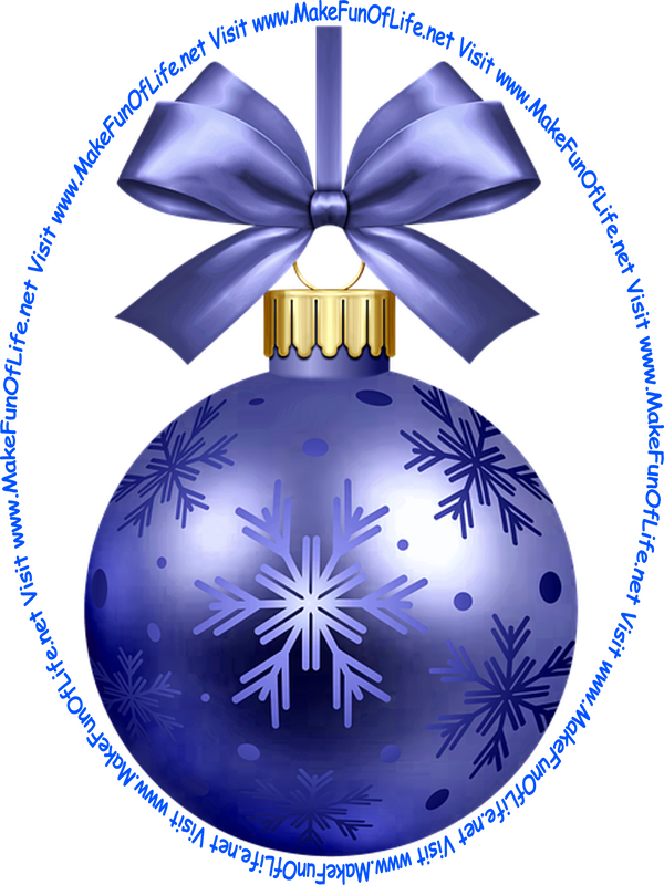 Picture of an indigo-color Christmas bauble decoration with an indigo-color bow and a piece of an indigo-color ribbon tied to it for hanging the decoration.
