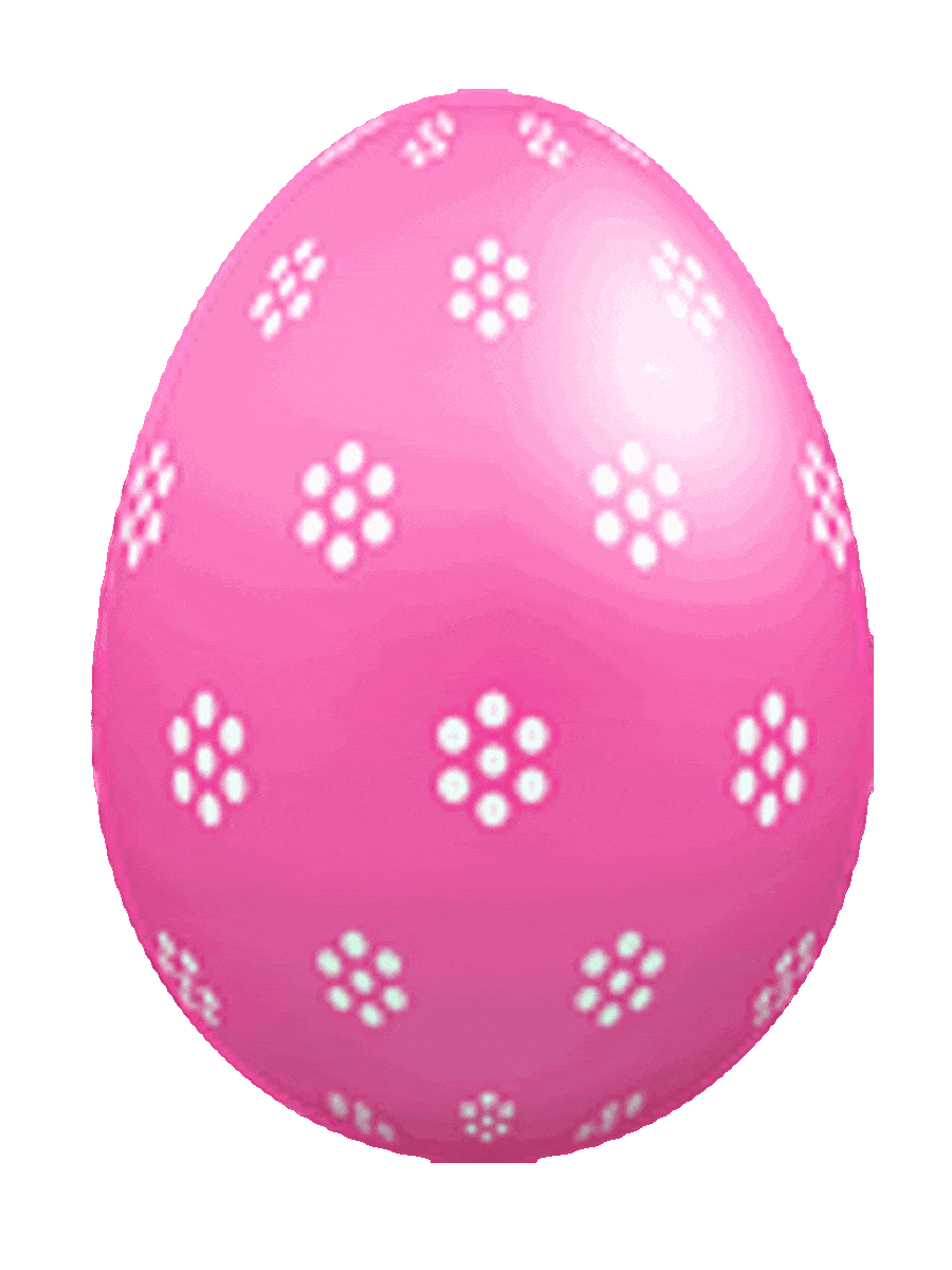 Picture of a decorated Easter egg with pink color and white flower blossoms.