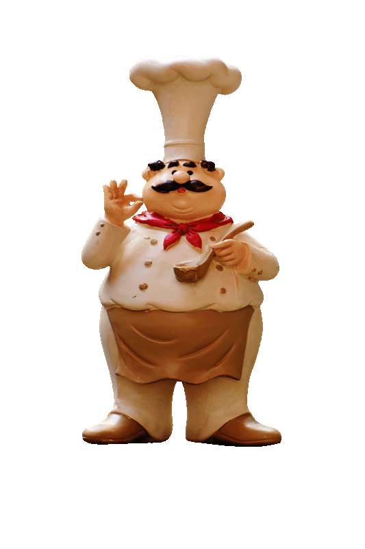 Picture of a chef holding a wooden spoon in one hand and making an a-okay gesture with the thumb and a finger of the other hand.