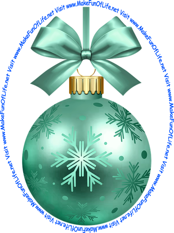 Picture of a cyan-color Christmas bauble decoration with a cyan-color bow and a piece of cyan-color ribbon tied to it for hanging the decoration.