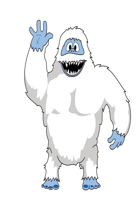 Picture of a happy smiling abominable snowman waving at viewers, and the words, 'Visit www.MakeFunOfLife.net.'