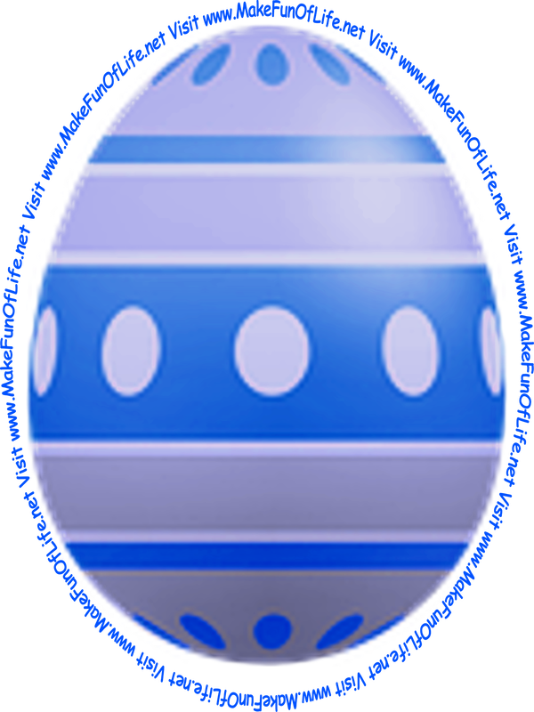 Picture of a decorated Easter egg with lavender and gray horizontal stripes and white circles.