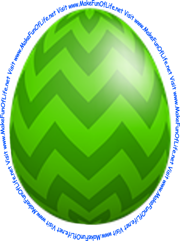 Picture of a decorated Easter egg with alternating dark green and light green zig-zag lines.