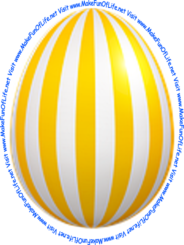 Picture of a decorated Easter egg with alternating gold and white horizontal strips along its length.
