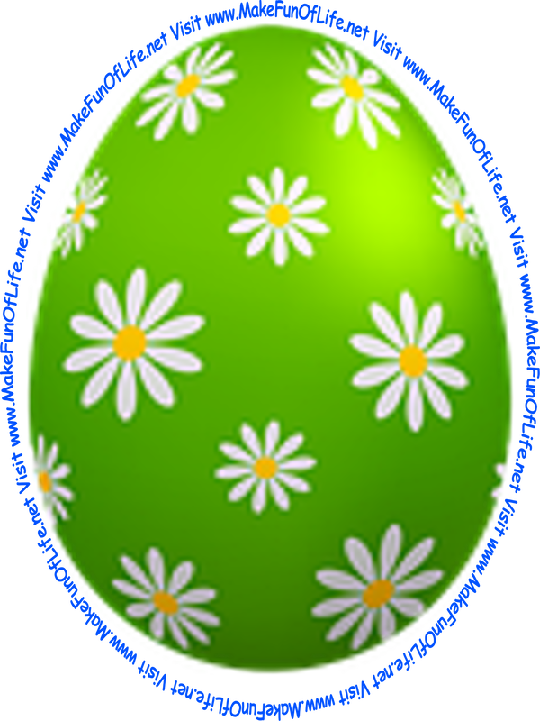 Picture of a decorated Easter egg with green color and white and yellow daisy flower blossoms.