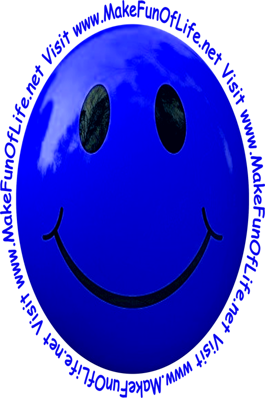 Picture of a medium dark blue smiley face.