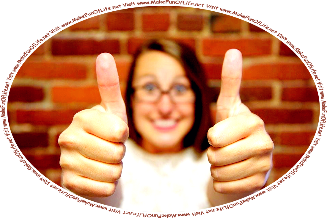 Picture of a happy smiling woman with both thumbs up.